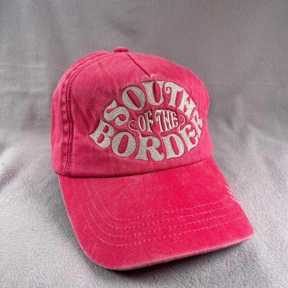 Unbranded Accessories - South of the Border Hat Women  Pink Red Strap‎ Distressed Embroidered